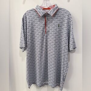 Puma Golf Cloudspun Polo Men’s Large UPF 40 White Blue Orange Branch NWOT